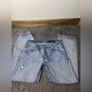 Axel Walcott Light Wash Distressed Men’s Jeans Y2K Embellished Pockets 34x32